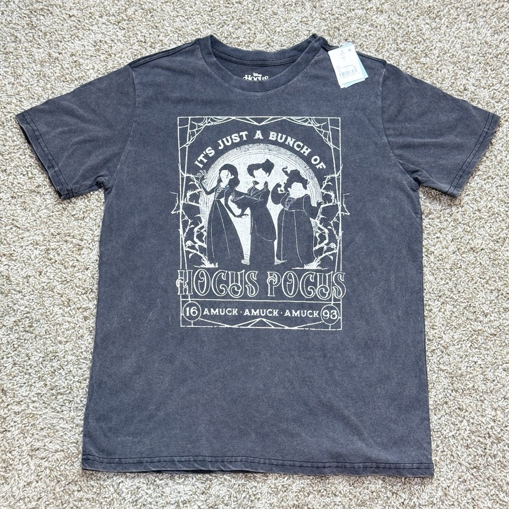 Disney Hocus Pocus Womens S Graphic T Shirt Gray Sanderson Sisters NWT Halloween
